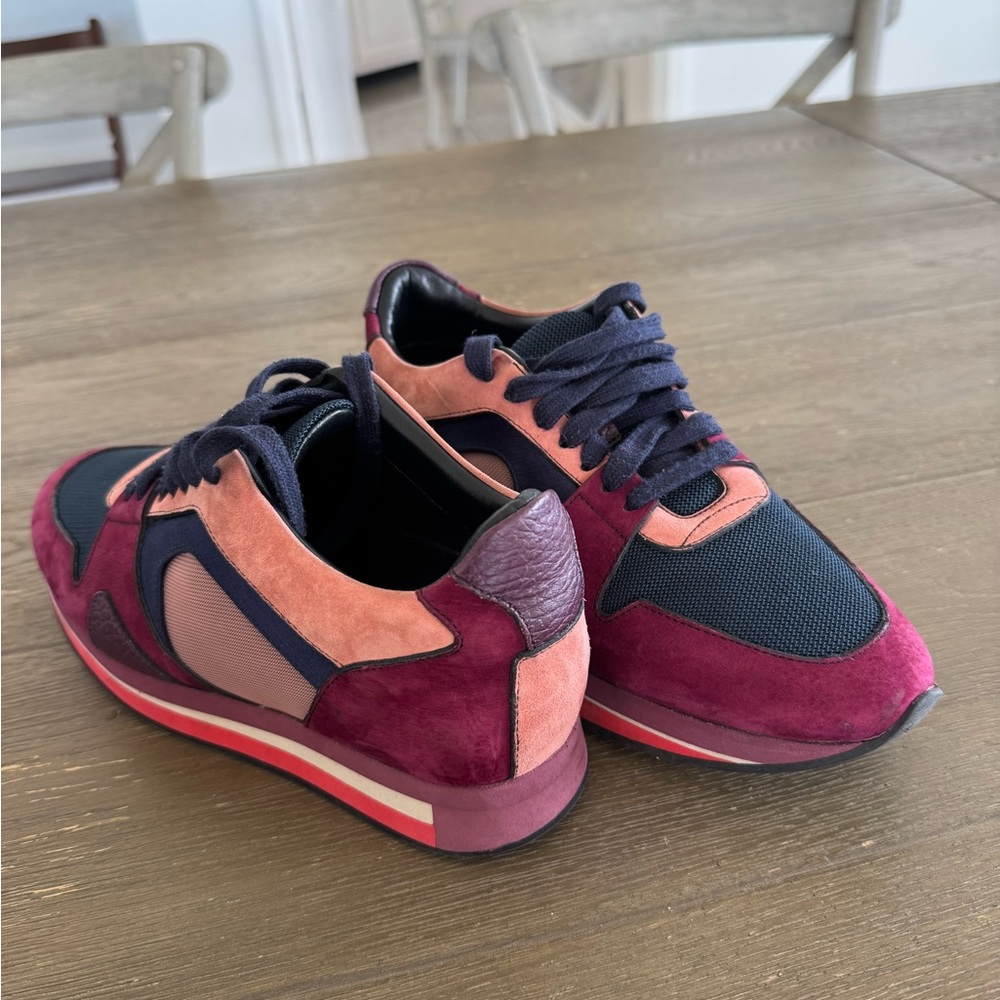 BURBERRY Multi-Color Suede & Mesh Sneakers - Burgundy/Pink -size 7.5 - Picture 6 of 8